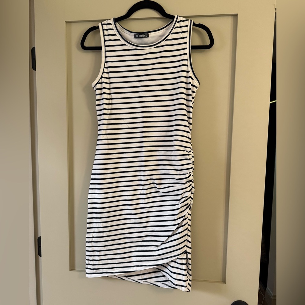 Amazon Navy and White Striped Mini Dress